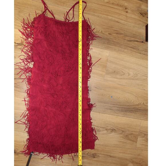 Nicole Miller Burgundy Fringe Mini DressWomen's Size 6 - Picture 3 of 5